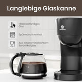 1,25 l Filterkaffeemaschine für 10 Tassen Filterkaffee, spülmaschinenfeste Glaskaraffe, Thermoskanne, Anti-Tropf-System, automatische Abschaltung, 600 W, wasserloser Kochschutz für Zuhause und Büro