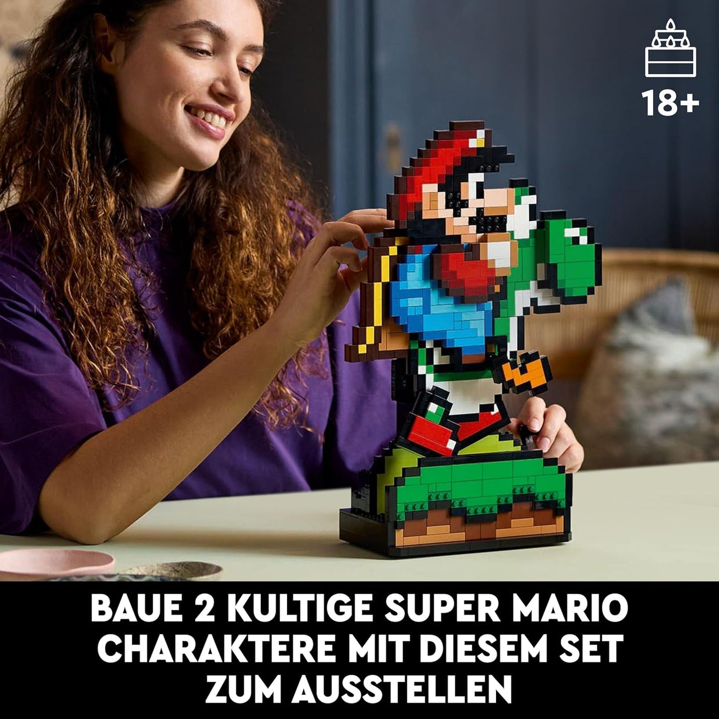 LEGO Super Mario World: Mario & Yoshi Nintendo-Sammelset, Pixelfiguren, Modellbau und -ausstellung, Heimdekoration und Sammlerstücke, Modellbausatz und Geschenk für erwachsene Fans 71438 Bausets Besuchen Sie den LEGO-Store