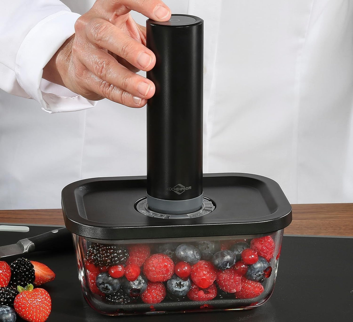 Vakuum-Set Küchenprofi EASYFRESH | Set mit 7 Teilen | 1x elektrische Vakuumpumpe, 1x Vakuumbehälter S, M und L, 3x Vakuumbeutel 22x21 cm | Borosilikatglas, hochwertiger Kunststoff | Zubereitung und Lagerung Aufbewahrungsboxen für Lebensmittel Naty Shop
