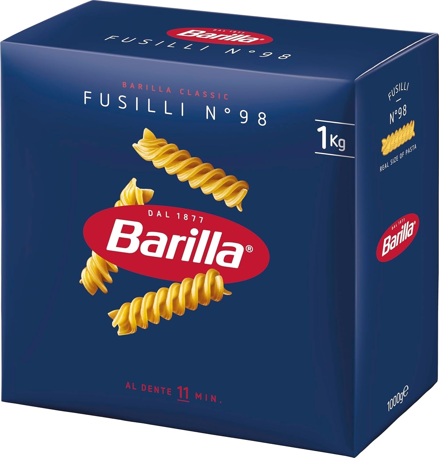 Pasta Barilla Classic Fusilli Nr. 98, aus hochwertigem Hartweizen, immer al dente, 1 kg