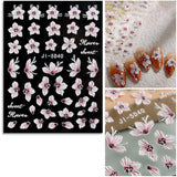 JMEOWIO 3D Nagelsticker Frühling Blume Nail Art Sticker Selbstklebend Nagelaufkleber 5D Stereoskopisch Buntes Sommer Blumen Dekoration Nageldesign Zubehör 4 Blatt