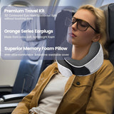 Nackenkissen aus Memory-Schaum, Reisekissen, ergonomisches Design, Nackenkissen aus Memory-Schaum mit Augenmaske, 2 Ohrstöpsel und Aufbewahrungstasche, perfekt zum Schlafen unterwegs auf Reisen, Naty Shop orthopädische Nackenkissen