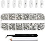 Beadsland 2500 Stück Glas Nailart Strasssteine ​​​​Kristall Flatback Edelsteine ​​​​Runde, ​​Für Handwerk Gemischt 8 Größen SS4 ~ SS30 Mit Picking Pinzette Und Stift (Kristall Weiß)