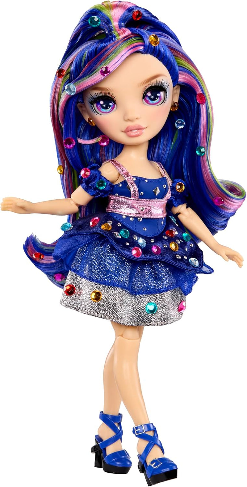 Rainbow High Be Dazzling – Genevieve Bleue – 28 cm große blaue Modepuppe mit Verzierungswerkzeug, funkelnden Edelsteinen und Styling-Zubehör