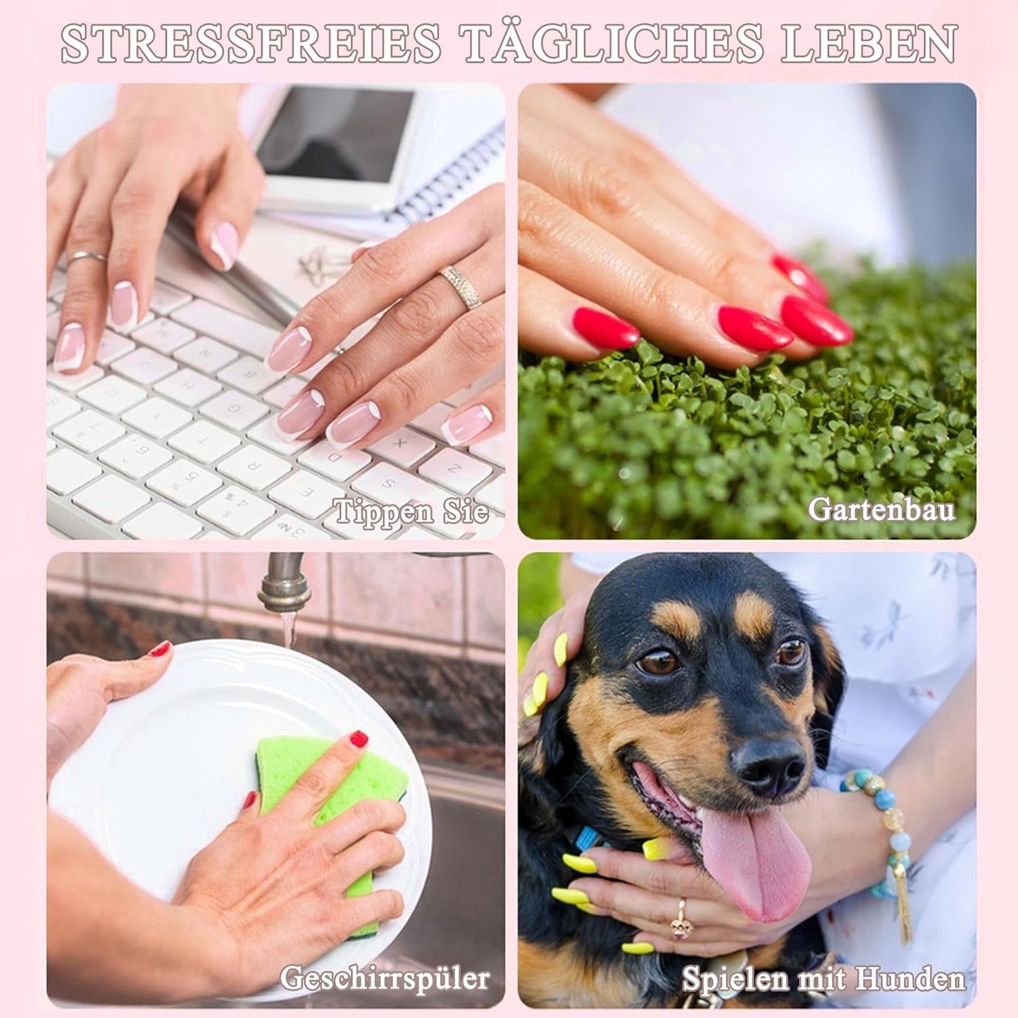 240 Set kurze französische Kunstnägel, quadratische künstliche Nägel, Nägel zum Aufkleben, Acryl-Nagelspitzen, künstliche Nägel für Frauen, DIY-Nagelkunst