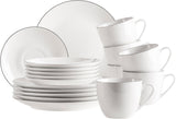 MÄSER Serie Felise, elegantes Kaffeeservice für 6 Personen, zeitlos, schwarzer Rand, Porzellan, weiß