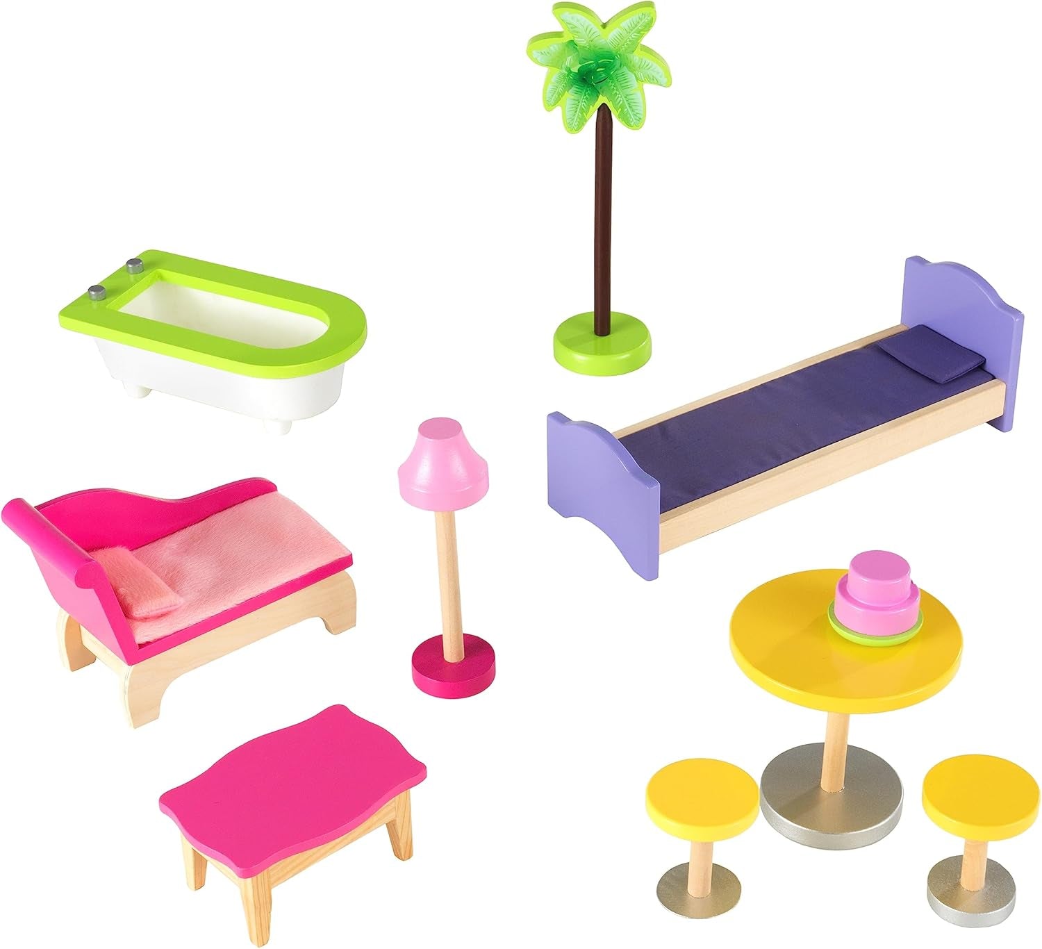 KidKraft Kayla Holzpuppenhaus mit Möbeln und Zubehör, 3-stöckiges Spielset für 30-cm-Puppe, Spielzeug für Kinder ab 3 Jahren, 65092 – Exklusiv bei Amazon