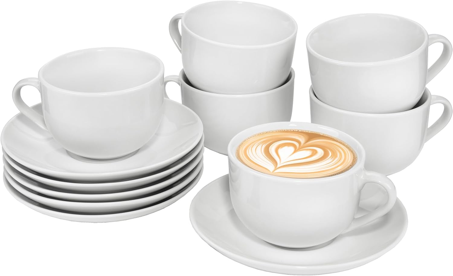 Sänger New Port Kaffeetassen-Set, 12 Tassen-Set für 6, weiße Porzellantassen und Untertassen, 150 ml | DIE PREMIUM-KOLLEKTION