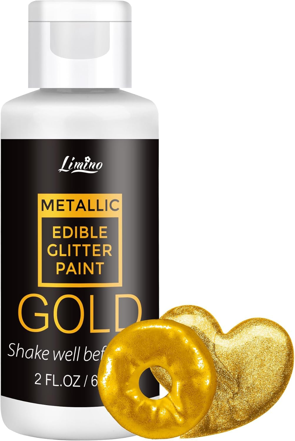Flüssiger essbarer Glitzer – 6 Metallic-Farben, flüssiges essbares Glitzerpulver zum Dekorieren von Kuchen, Backen, Macarons – metallische Lebensmittelfarbe, Glitzerfarben für Kekse, Fondant, Kuchen, Muffins