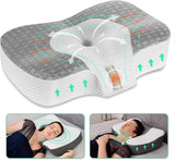 Elviros Memory Foam Orthopädisches Kissen Nackenschmerzkissen Schlafkissen Ergonomisches Nackenkissen Nackenstützkissen Anti-Schnarch-Kissen für Seitenschläfer Bauchschläfer Weiße orthopädische Nackenkissen Naty Shop Grau 60 x 38,6 x 9,9/13,5 cm