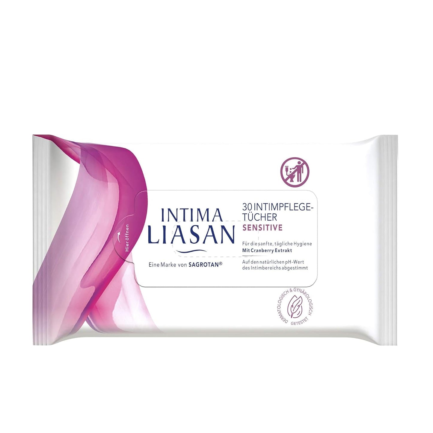 Intima Liasan von Sagrotan Sensitive Intimpflegetücher, seifenfrei und alkoholfrei, 30 Stück (5er Pack)