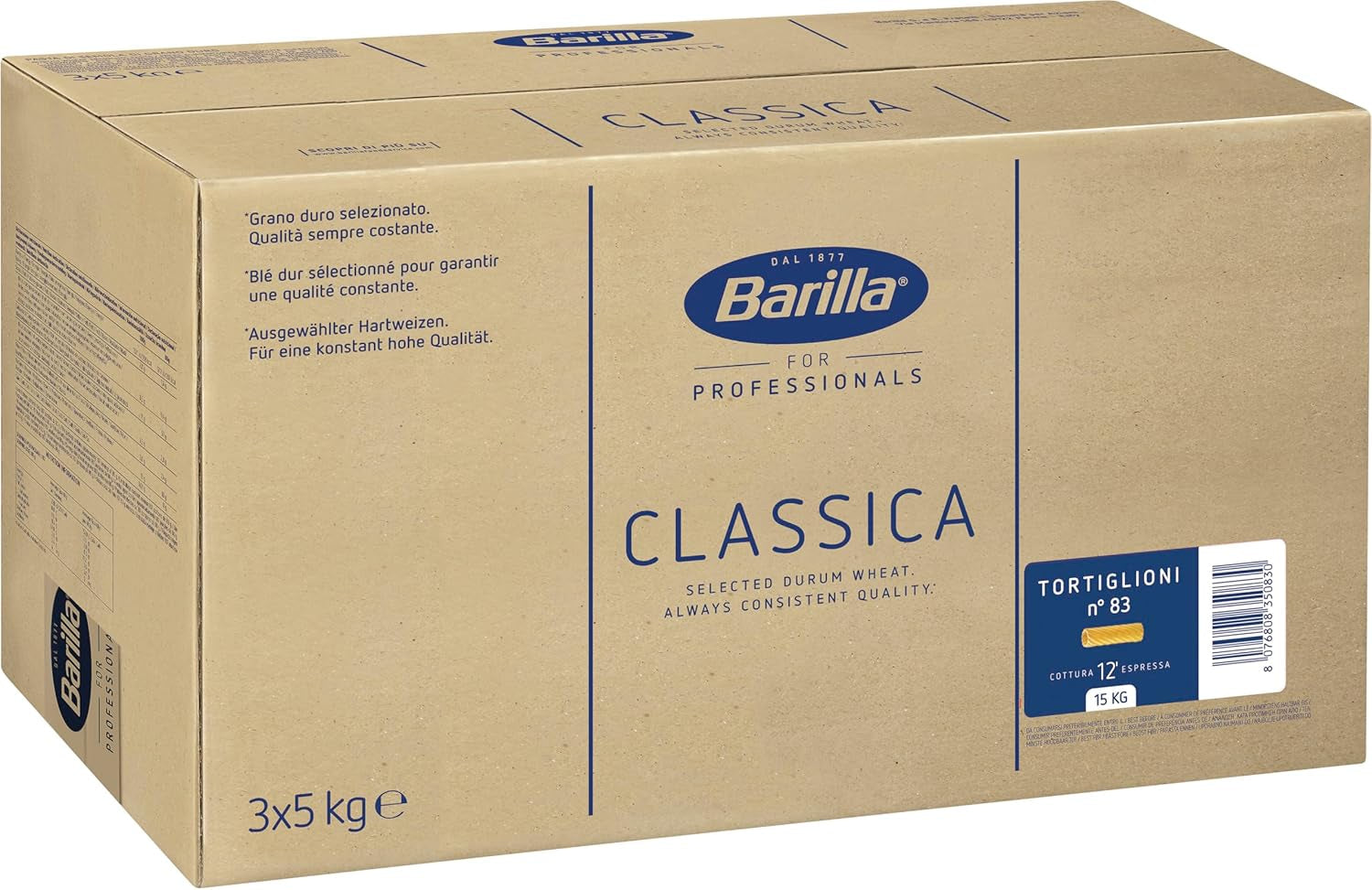 Tortiglioni Barilla Hartweizennudeln n. 83 – 1er-Packung (1x5kg)