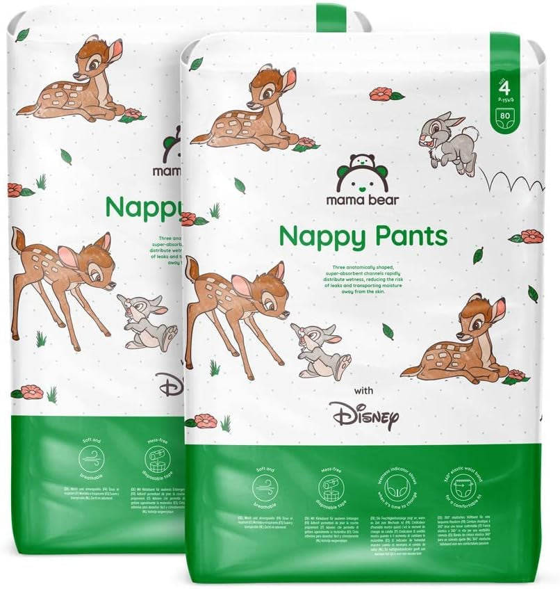 Amazon-Marke: Mama Bear Disney Windeln, Größe 5 (12–17 kg) – Monatsbox, Weiß, 140 Stück (2 Packungen mit 70 Stück)