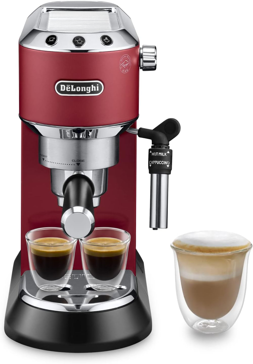 De'Longhi Dedica Style EC 685.B – Espressomaschine mit Siebträger, Espressomaschine mit professionellem Milchaufschäumer, nur 15 cm breit, für gemahlenen Kaffee oder ESE-Kapseln, 1 l Wassertank, schwarz