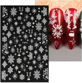 JMEOWIO Nagelsticker Weihnachten Weiß Glitter 8 Blatt Nail Art Sticker Selbstklebend Nagelaufkleber Schneeflocke Winter Urlaub Dekoration Nageldesign Zubehör