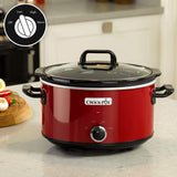 Crock-Pot Slow Cooker, 2 Temperatureinstellungen + Warmhaltefunktion, 3,5 Liter (3–4 Personen), Rot [SCV400RD] Slow Cooker Naty Shop