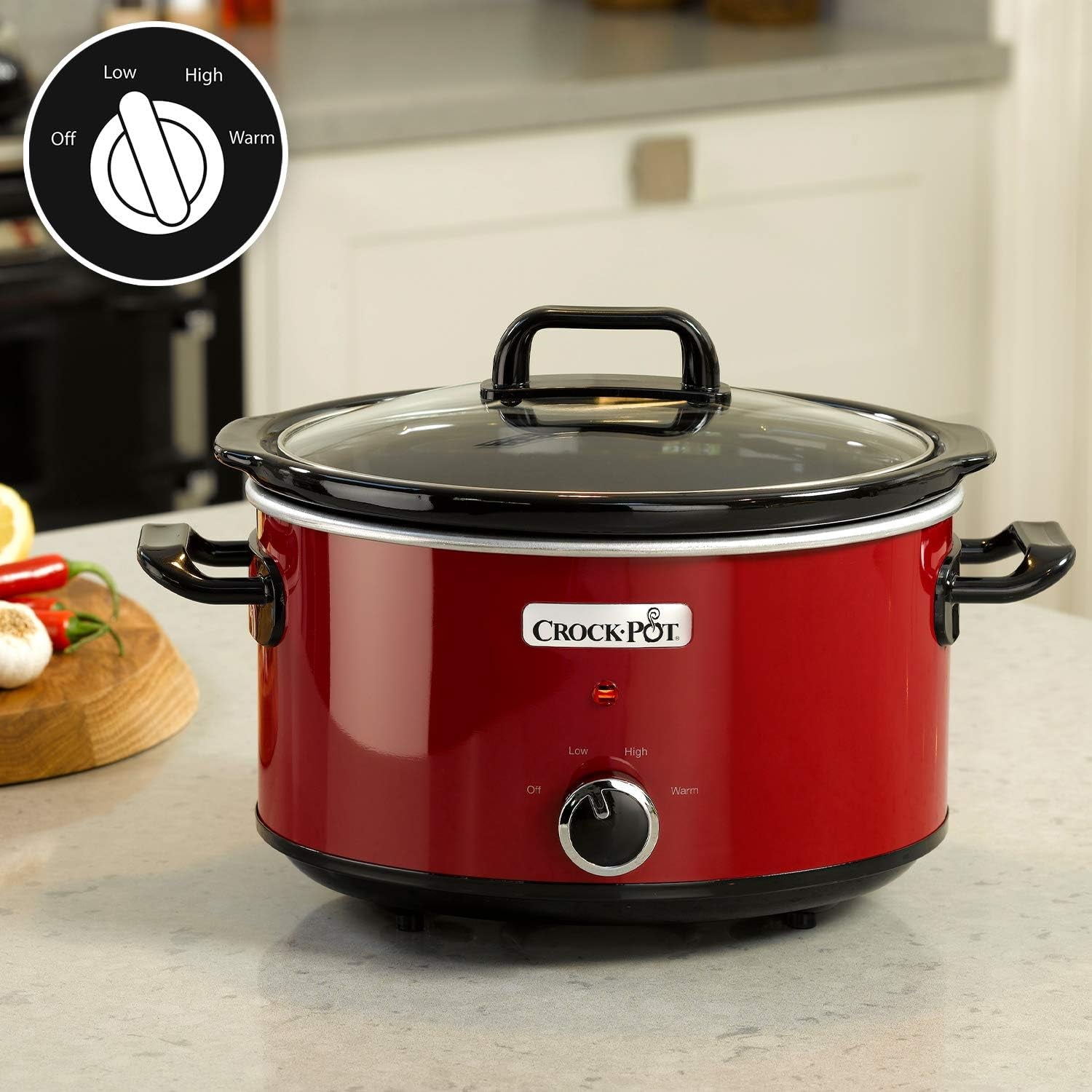 Crock-Pot Slow Cooker, 2 Temperatureinstellungen + Warmhaltefunktion, 3,5 Liter (3–4 Personen), Rot [SCV400RD] Slow Cooker Naty Shop