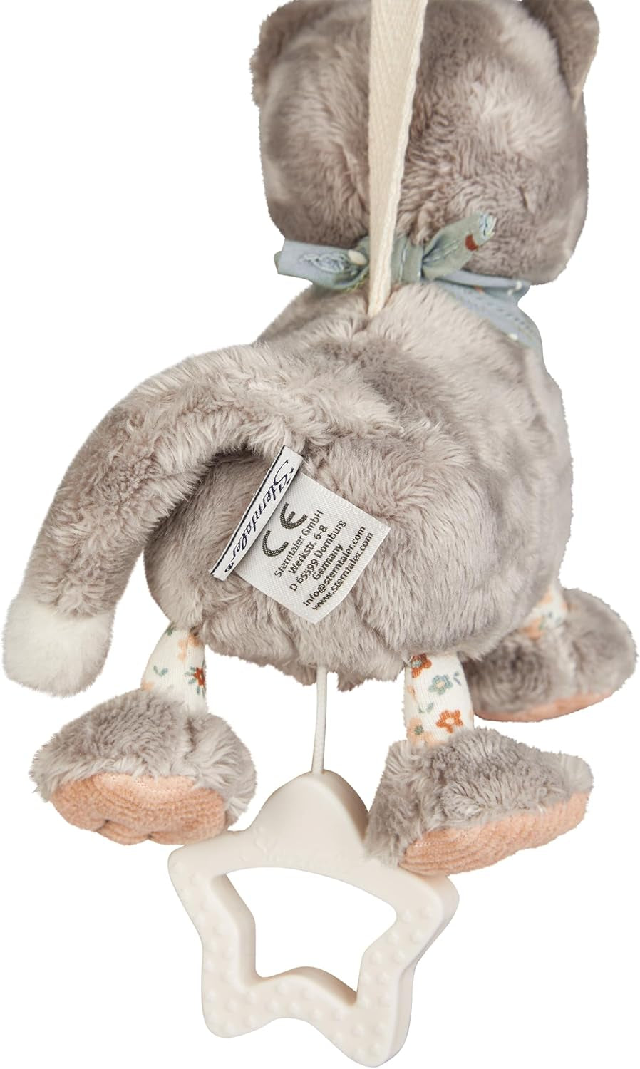 Sterntaler S Katze Lilly Spieluhr – Baby-Spieluhr aus weichem Stoff – Plüschtier für Kinder zum Binden – Einschlafhilfe wirkt beruhigend zu Hause und unterwegs, grau Toys Bebe Naty Shop