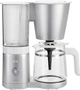ZWILLING ENFINIGY Filter-Espressomaschine mit 1,5 l Glaskaraffe, Espressomaschine mit Edelstahlboiler, Blooming-Funktion und Smart-Entkalkung, Kunststoff, Silber