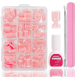 Ballerina-Kunstnägel-Set – 240-teiliges zartes Flieder-Rosa-Kunstnägel-Set, vollflächiger Kleber auf Kunstnägeln, Set mit künstlichen Nagelspitzen für Maniküre und Nagelkunst für Frauen und Mädchen (Lavendelrosa)