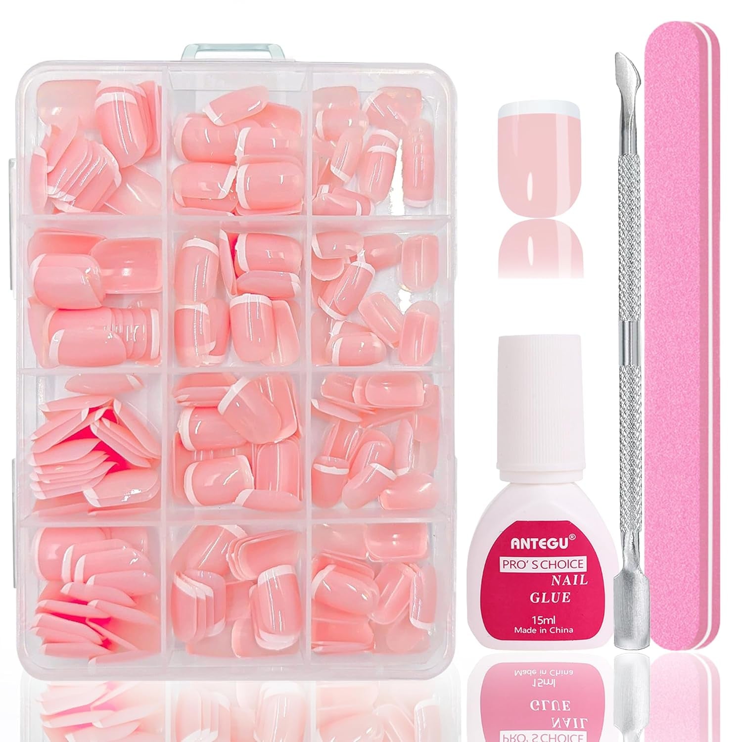 Ballerina-Kunstnägel-Set – 240-teiliges zartes Flieder-Rosa-Kunstnägel-Set, vollflächiger Kleber auf Kunstnägeln, Set mit künstlichen Nagelspitzen für Maniküre und Nagelkunst für Frauen und Mädchen (Lavendelrosa)