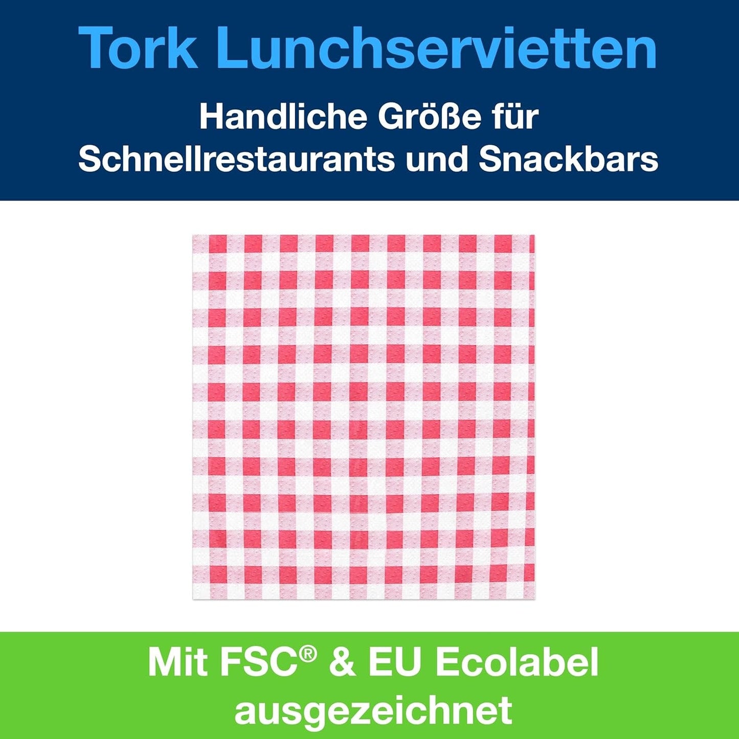 Tork Bistrored Lunchserviette, 1/4-Faltung, 1-lagig, 33 cm × 33 cm, 8 × 400 Servietten, 509359