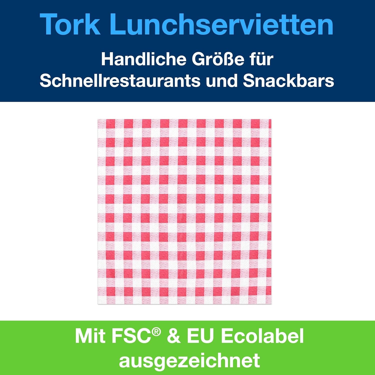 Tork Bistrored Lunchserviette, 1/4-Faltung, 1-lagig, 33 cm × 33 cm, 8 × 400 Servietten, 509359