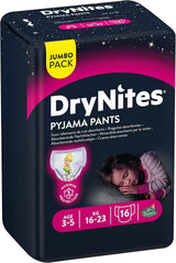 Huggies DryNites Nachtwäsche für Mädchen, 3–5 Jahre (16–23 kg), 2 x 16 Stück
