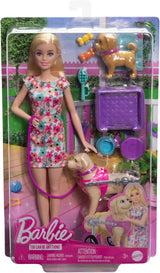 Barbie Dog Duo-Puppe und Zubehör, einschließlich kleiner Hund und großer Hund mit Rollstuhl, Leine, Futternapf, Haustierbett und Leckerliknochen, ab 3 Jahren, HTK37 Naty Shop Dolls