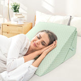 INFANZIA Keilkissen für Bett, Eckkissen, Dreieckskissen, faltbar, Memory-Schaum, Schlafapnoe, saurer Reflux, Beinhochlagerung, Lesen, grün