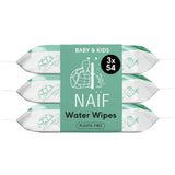 Naïf – Plastikfreie Feuchttücher – 162 Stück (3 Packungen mit je 54 Tüchern) – Pflege für Babys Po, Körper und Gesicht – 99 % Wasser – 0 % Duftstoffe und Alkohol