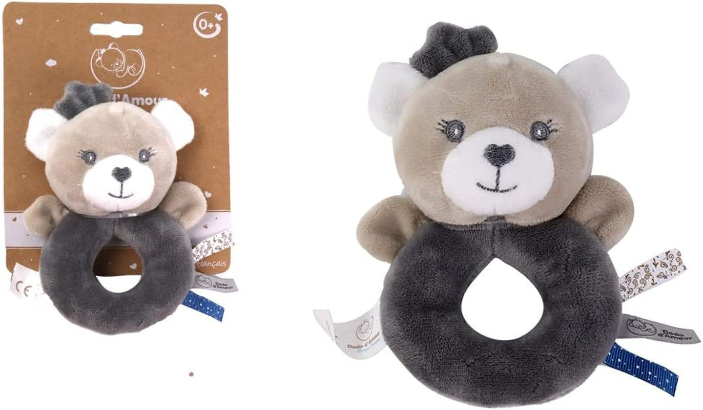 - Plüschtier mit Rassel - Bär - 012290 - Grau - Fleece - Geburt - Kuscheltier - Baby - Beruhigend - Weich - Waschbar - 13 cm x 10 cm - Ab 0 Monaten Babyspielzeug Naty Shop Standardtitel