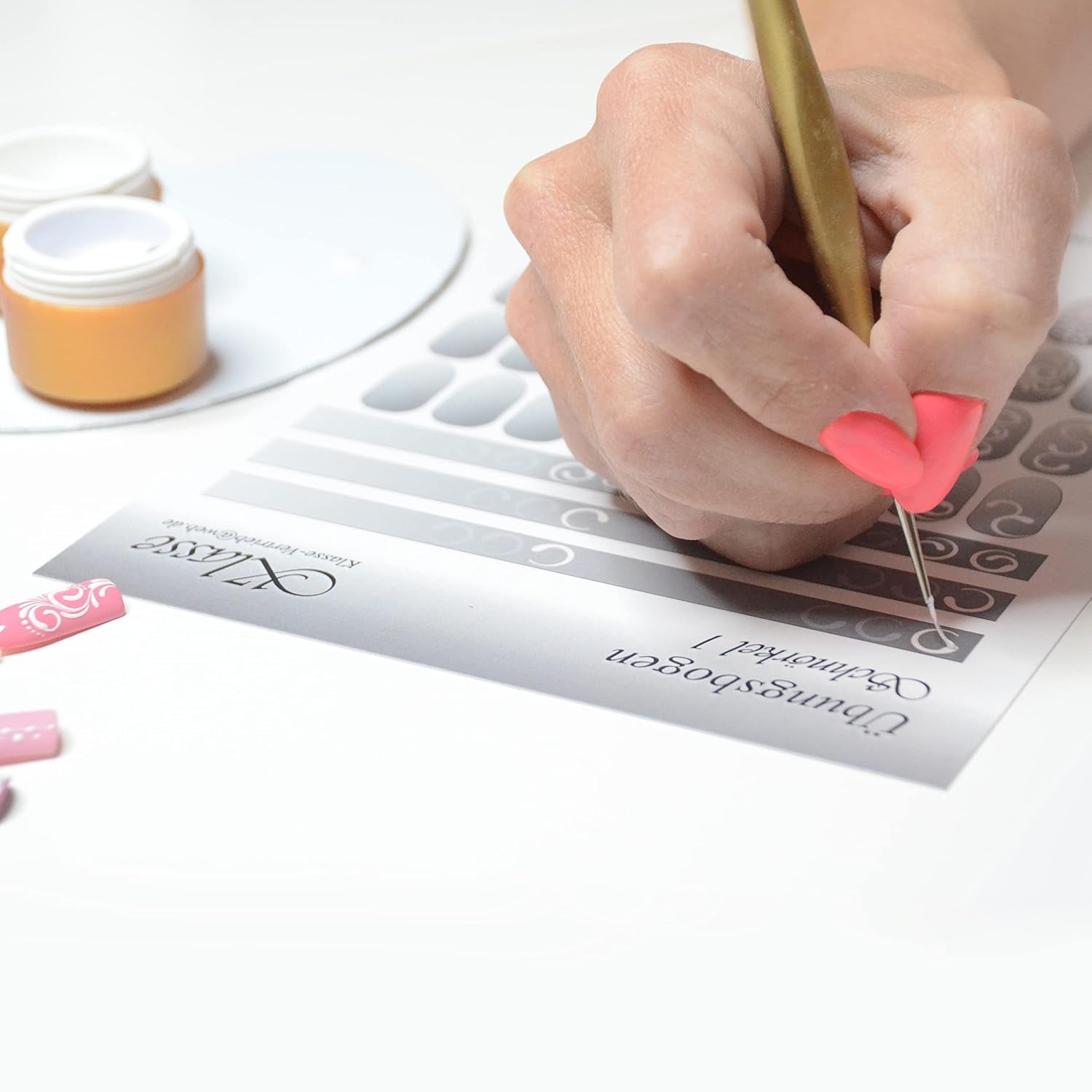 Übungsbögen Nageldesign Nailart (Grundlagen) 3Er Set Übungsbogen Starterset Übung Schulung Tipps Nagelset Nagelart Zubehor Zubehör Nail Art Zum Lernen Ohne Aufkleber Aufkleber Folie Pinsel Stamper ÜB001