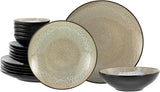 CreaTable, 24464, Serie Malmö Beige, 18-teiliges Tafelservice für 6 Personen, Tellerset aus Steingut, spülmaschinen- und mikrowellengeeignet, hochwertige Herstellung