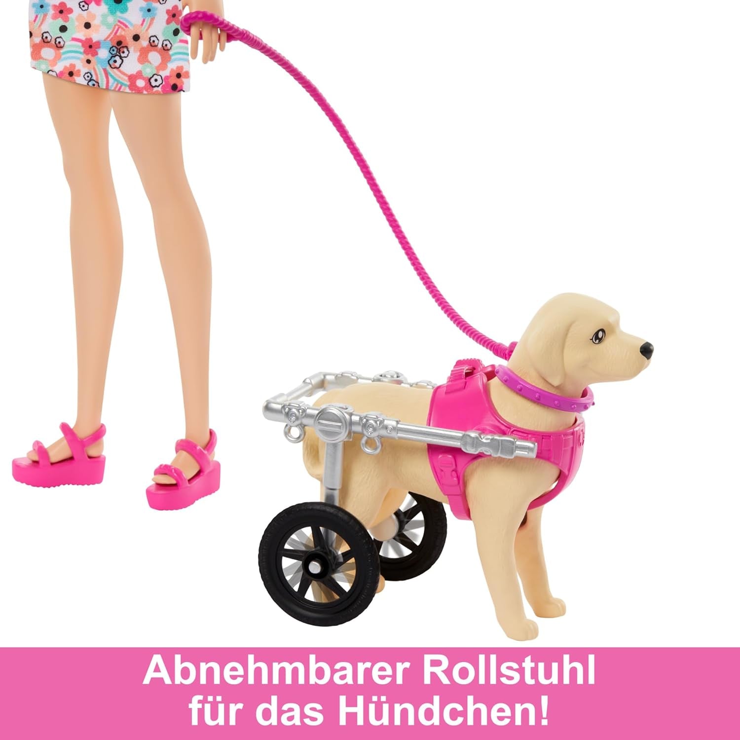 Barbie Dog Duo-Puppe und Zubehör, einschließlich kleiner Hund und großer Hund mit Rollstuhl, Leine, Futternapf, Haustierbett und Leckerliknochen, ab 3 Jahren, HTK37 Naty Shop Dolls