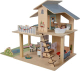 Eichhorn - Puppenhaus mit Zubehör - Inkl. Möbel und 3 Figuren, unmontiert, aus Holz, 25 Teile, 53 x 36 x 44 cm groß, aus DREI Jahren Naty Shop Puppenhäuser