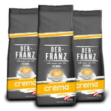 DER-FRANZ Kaffee Crema, Intensität 4/5, 100 % Arabica, ganze Kaffeebohnen, 3 x 500 g