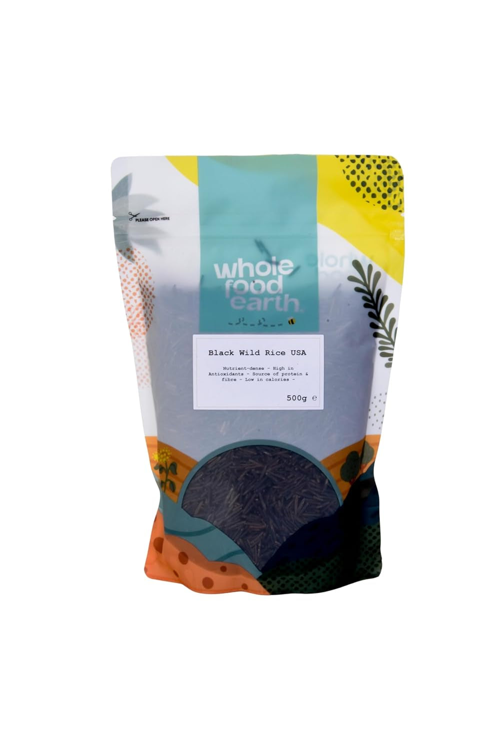 Wholefood Earth USA Schwarzer Wildreis – gentechnikfrei – natürlich – vegan – milchfrei – ohne Zuckerzusatz, 500 g
