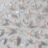 Aurora Shell Schmetterling Nagelsticker Selbstklebend,Erleichterung Schmetterlinge Nail Sticker Rosa Laser Schmetterling Nagelaufkleber Für Frauen Nageldesign Zubehör Nagel Zubehör Nail Art
