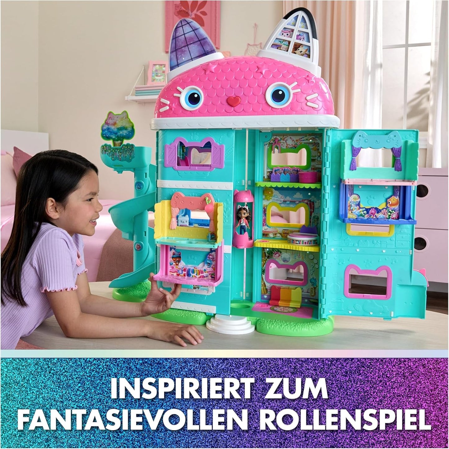 DREAMWORKS GABBY'S DOLLS HOUSE: DER FILM – Portal Room Kuchis mit Zucker bestreute Küche mit Figur und Zubehör, für Kinder ab 3 Jahren
