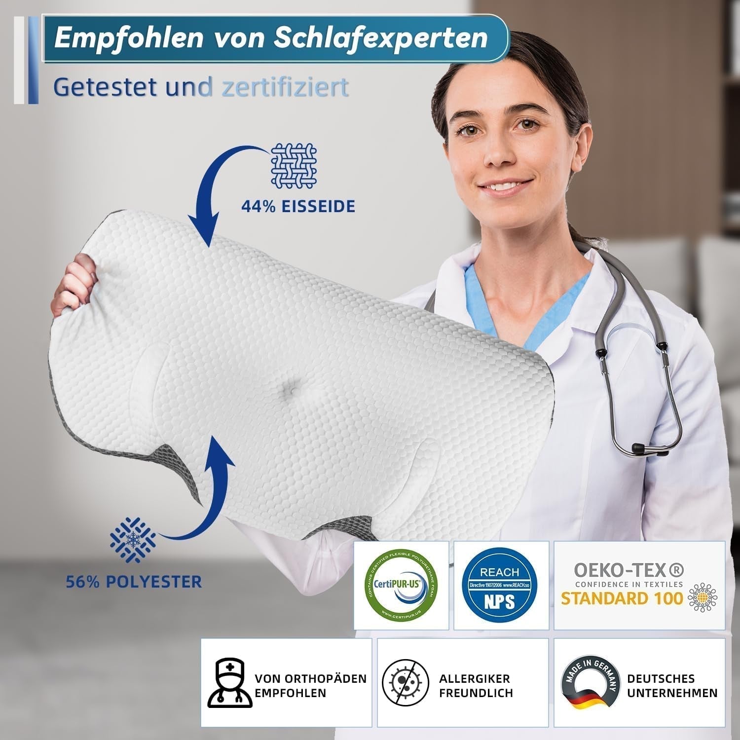 IDEA Nackenschmerzkissen, orthopädisches Kissen aus Memory-Schaum, ergonomisches Nackenkissen für optimale Unterstützung, Anti-Schnarch-Kissen für Seiten-, Rücken- und Bauchschlaf, zervikale orthopädische Kissen, Naty Shop