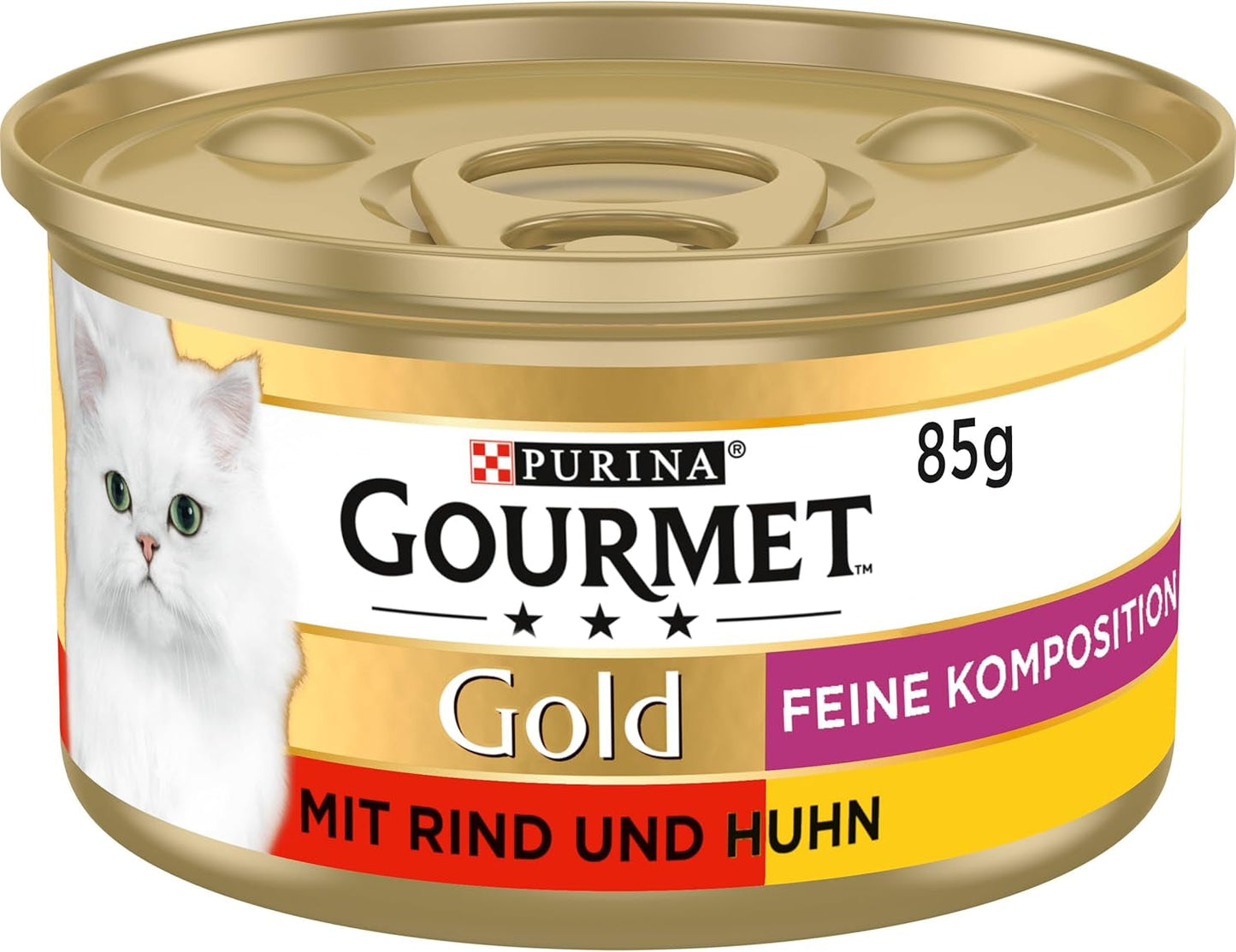 Gourmet Gold Fine Composition Nassfutter für Katzen mit Rind und Huhn, 12er Pack (12 x 85g)