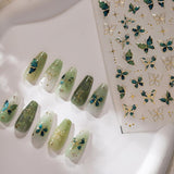 2 Blätter 5D Schmetterling Nagelsticker Selbstklebend, Nagelsticker Gold Rand, Nagel Designing Zubehör, Nail Art Sticker, Schmetterlinge Deko Nagelaufkleber, Nageltattoos