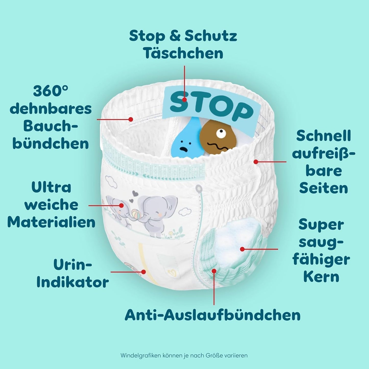 Pampers Premium Protection Pants Größe 7, 123 Windeln, 15 kg+, mit 360°-Anpassung und weichen Anti-Leck-Bündchen für optimalen Komfort und Schutz