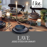 wie. de Villeroy & Boch - Lave Gris Steinzeug-Geschirrset, 4-teilig, Keramikoptik, Tafelservice für 2, grau