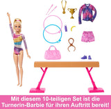 Barbie Turnspaß-Spielset mit Schwebebalken und mehr als 10 Thementeilen für Siegergeschichten, HRG52