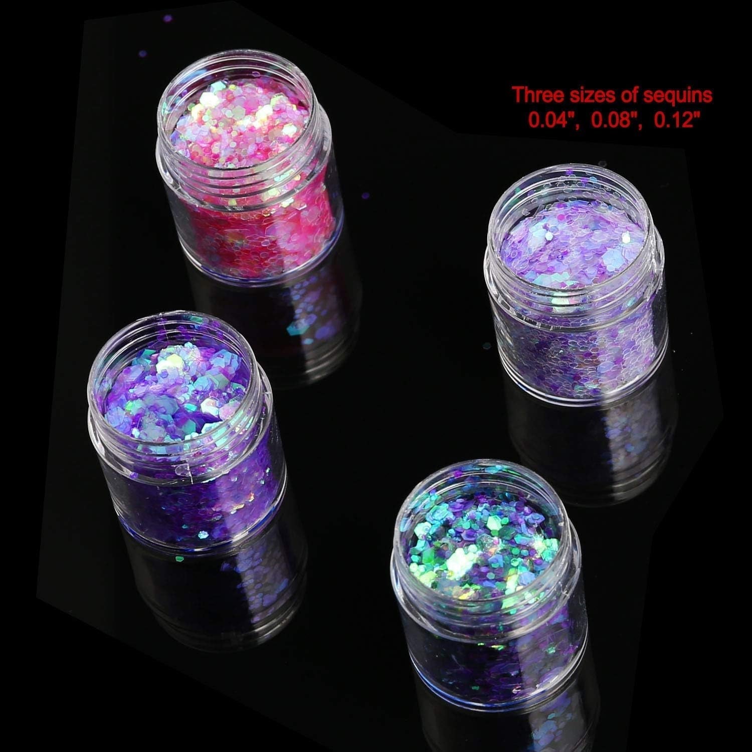 HOWAF 12 Boxen Nagelglitzer, Gesicht, Körper, Pinsel, Glitzer, Make-up, Nagelglitzer, Augen, Lippen, Haare, Körper, Dekoration, Halloween, Weihnachten, Festival, Maskerade, Make-up-Zubehör