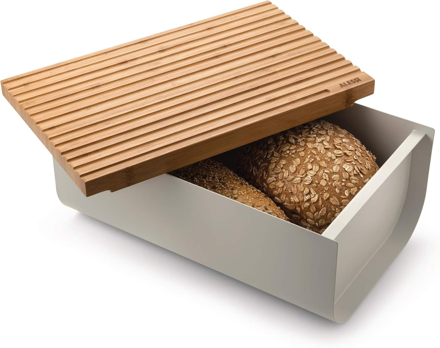 Alessi Mattina BG03 R – Brotkorb aus Edelstahl mit Epoxidharz und Bambusholz, rot. Aufbewahrungsboxen für Lebensmittel von Naty Shop