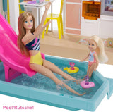 Barbie Dream House (114 cm), 3-stöckiges Puppenhaus, Pool, Rutsche, Rollstuhllift, 75 Zubehörteile, Puppen, geeignet als Geschenk für Kinder ab 3 Jahren, GRG93 Naty Shop Puppenhäuser