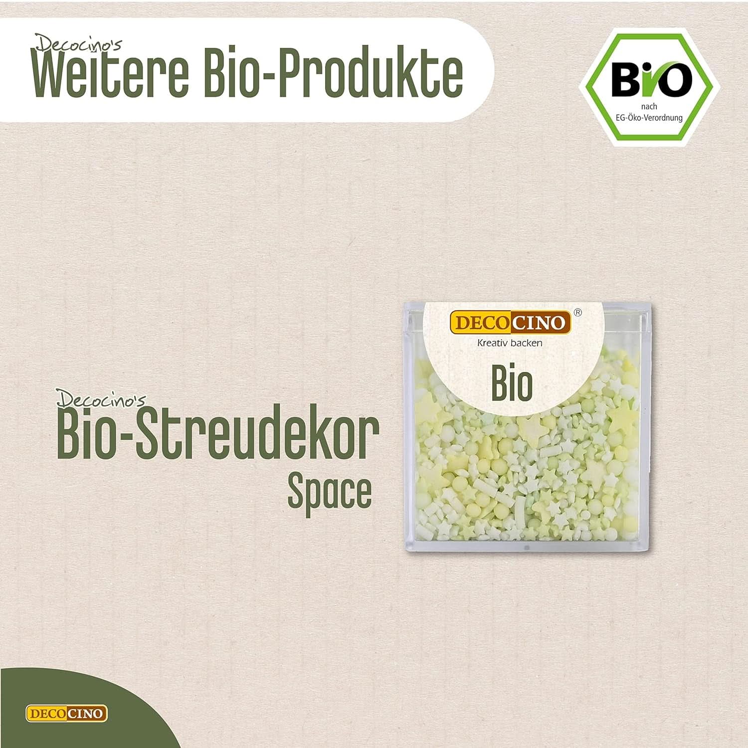 DECOCINO Bio-Streuselsterne, 50 Gramm Streusel Naty Shop